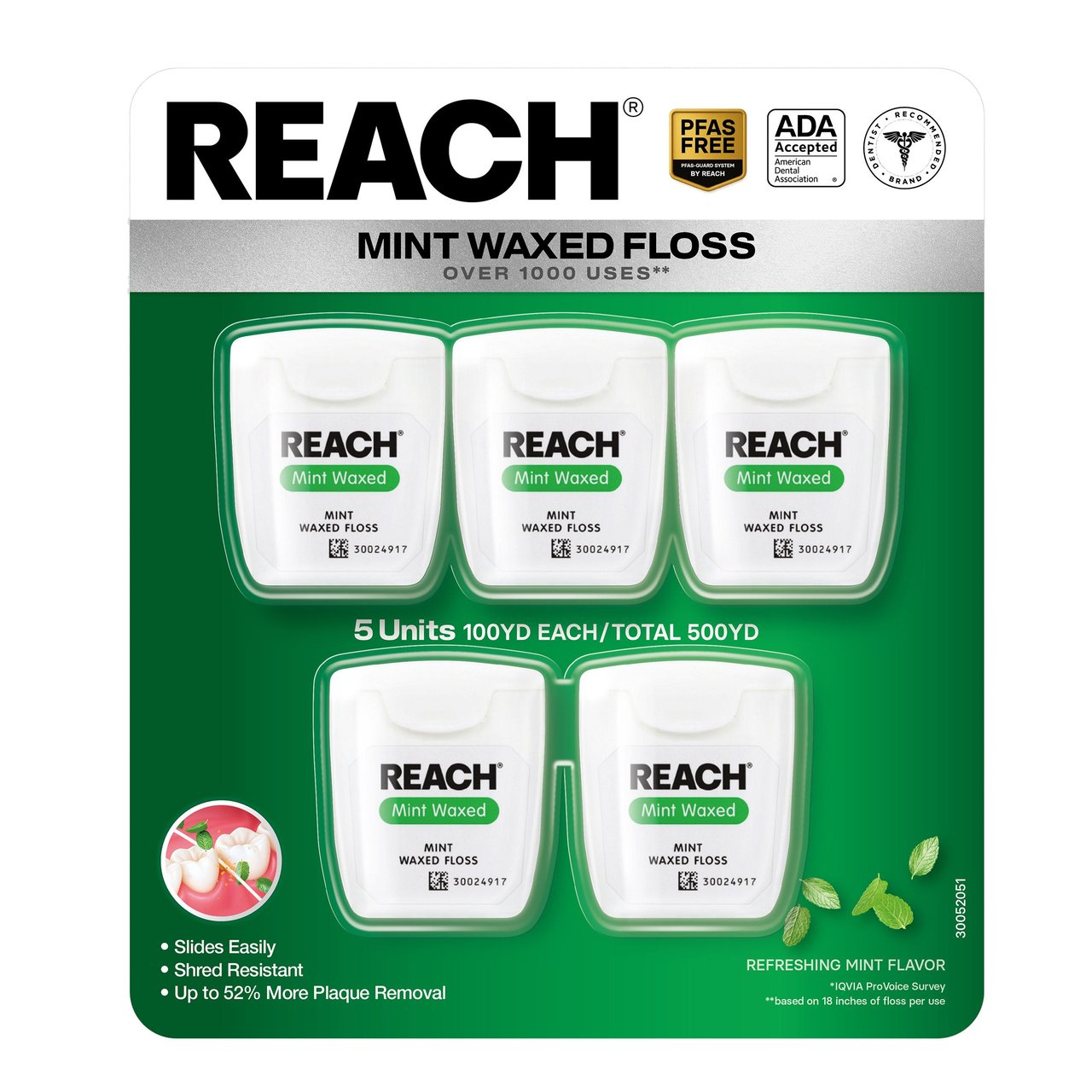 Reach Mint Waxed Dental Floss (5-Pack)